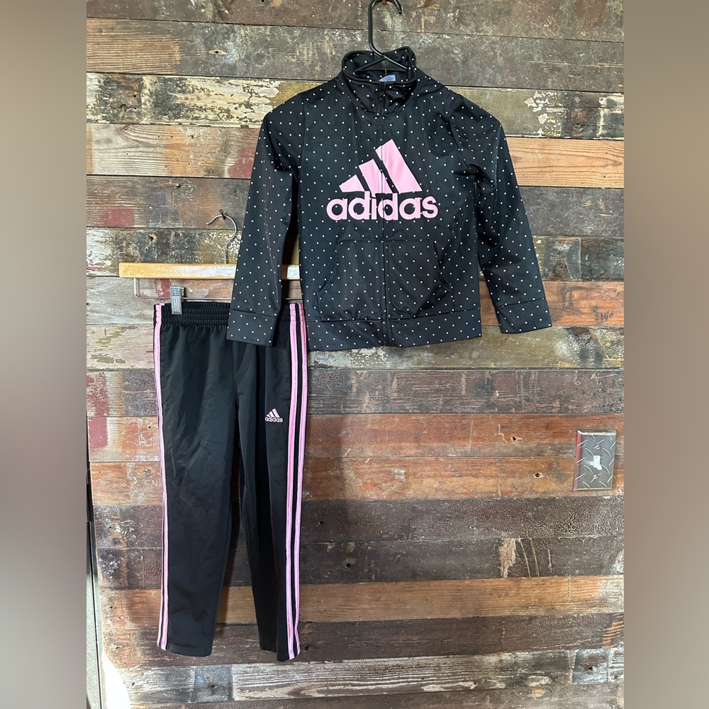NWT adidas Black and Pink Tracksuit - Girls’ Size 6